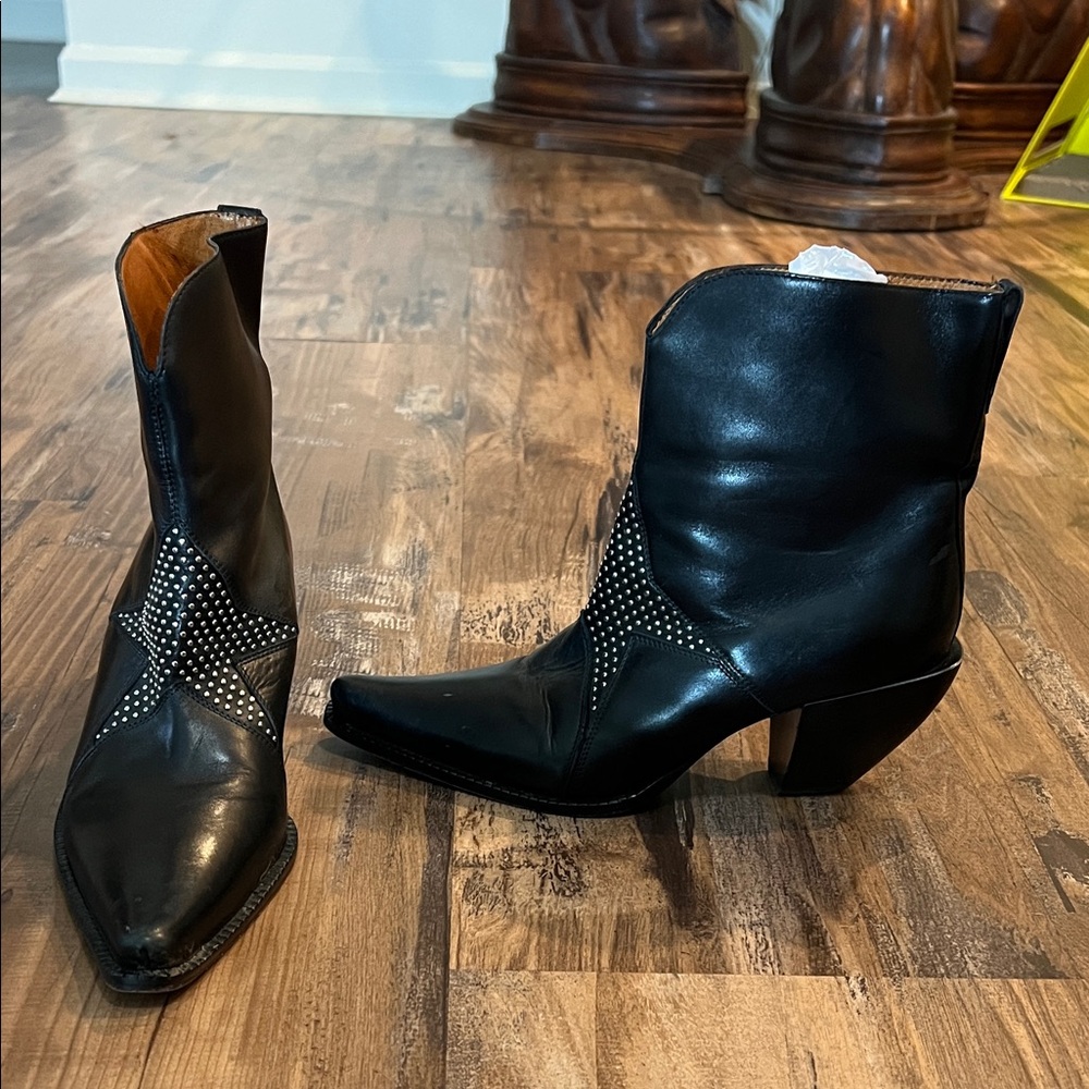 Donald J Pliner Western Couture Collection "CHA" black leather studded bootie